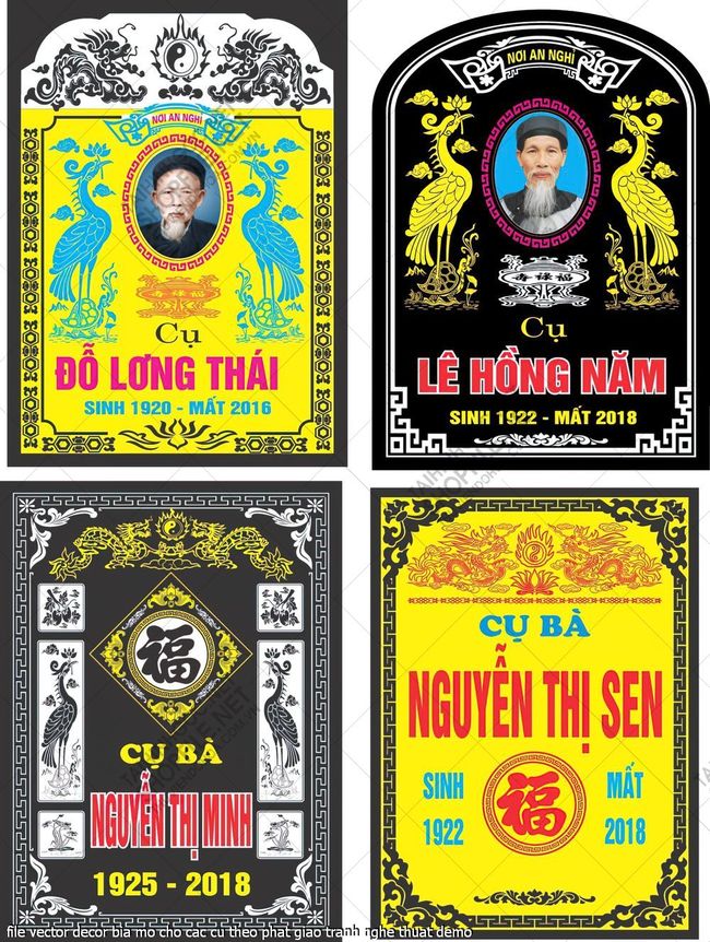 file vector decor bia mo cho cac cu theo phat giao tranh nghe thuat